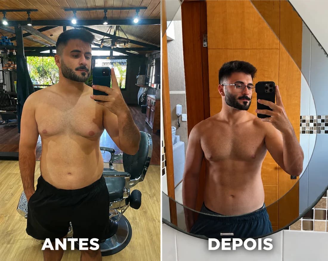 Comparação de antes e depois de um aluno do Team Theulen