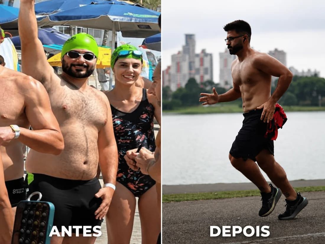 Comparação de antes e depois de um aluno do Team Theulen